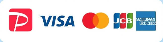 PayPay, VISA, Mastercard, JCB, American Express対応